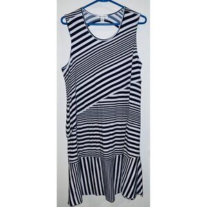 Sleeveless Striped Cut-Out Dress By John Paul Richard Size Large Navy & White